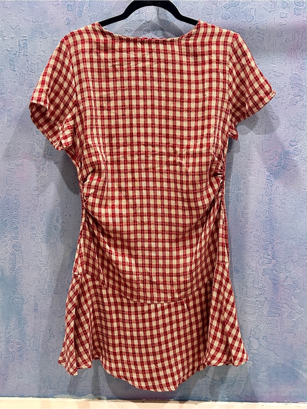 Red Checkered Short Sleeve Women’s mini-dress